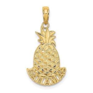 14k Yellow Gold Small Travel BAHAMAS Pineapple Necklace/Bracelet Charm Pendant